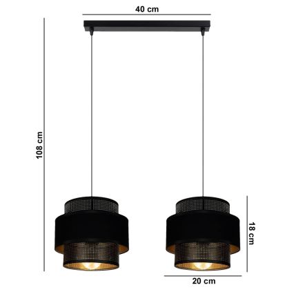 Żyrandol na lince NESS 2xE27/60W/230V czarny