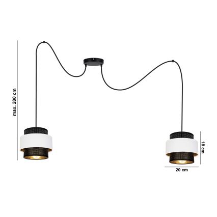 Żyrandol na lince NESS 2xE27/60W/230V pająk czarny/biały