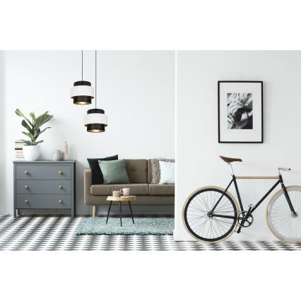 Żyrandol na lince NESS 2xE27/60W/230V śr. 30 cm czarny/biały