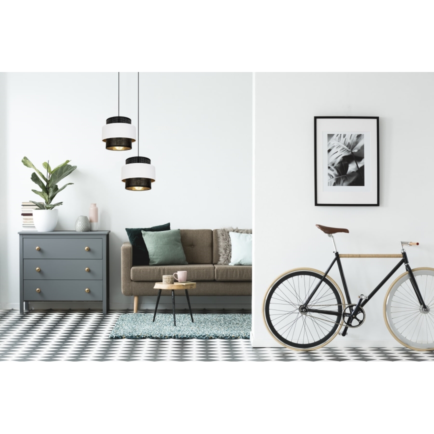 Żyrandol na lince NESS 2xE27/60W/230V śr. 30 cm czarny/biały