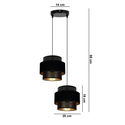 Żyrandol na lince NESS 2xE27/60W/230V śr. 30 cm czarny