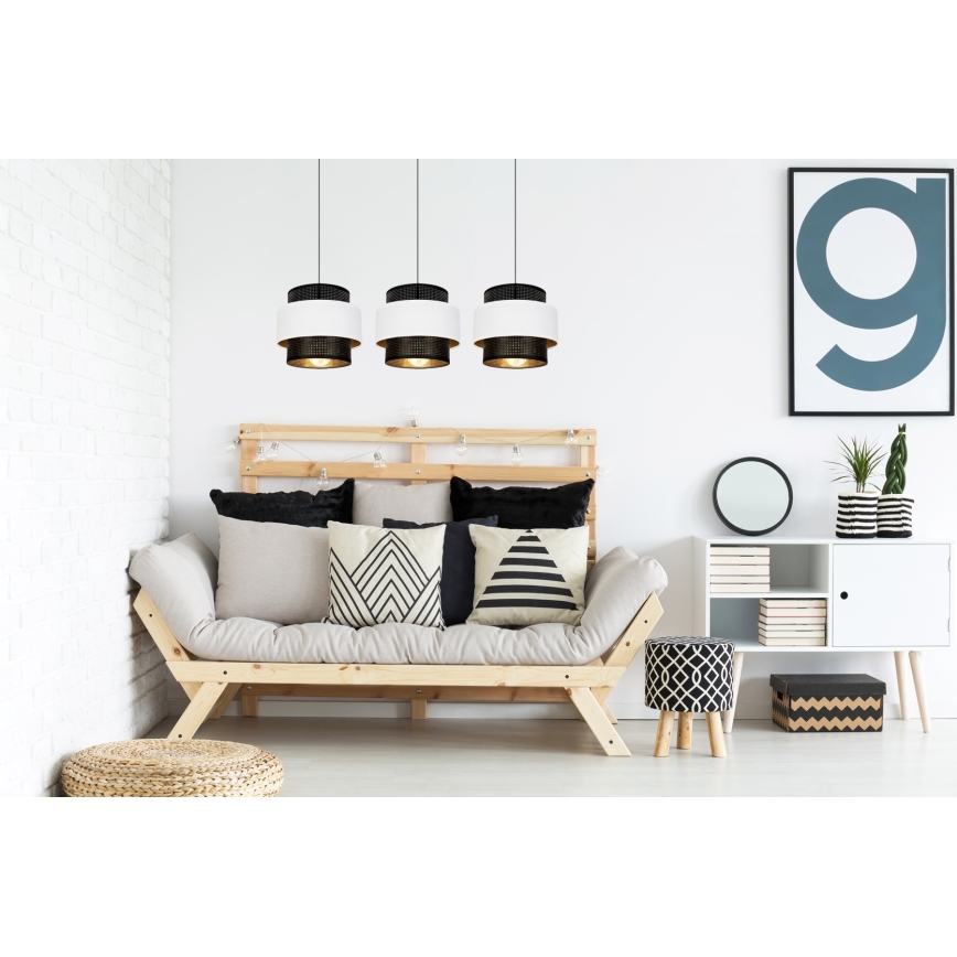 Żyrandol na lince NESS 3xE27/60W/230V czarny/biały