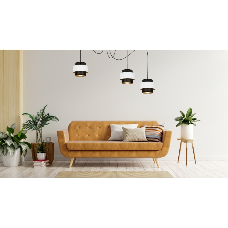 Żyrandol na lince NESS 3xE27/60W/230V pająk czarny/biały