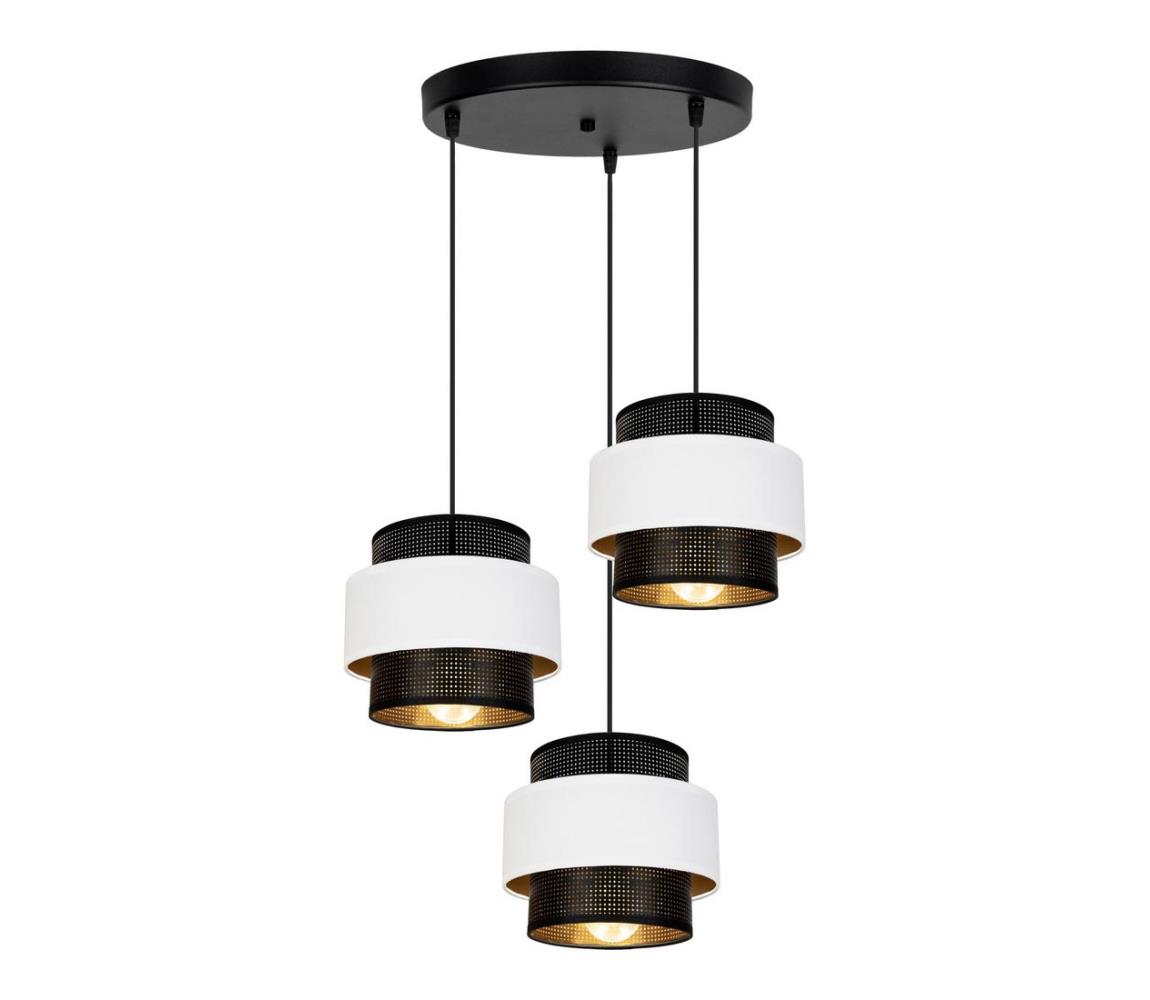 Żyrandol na lince NESS 3xE27/60W/230V śr. 45 cm czarny/biały