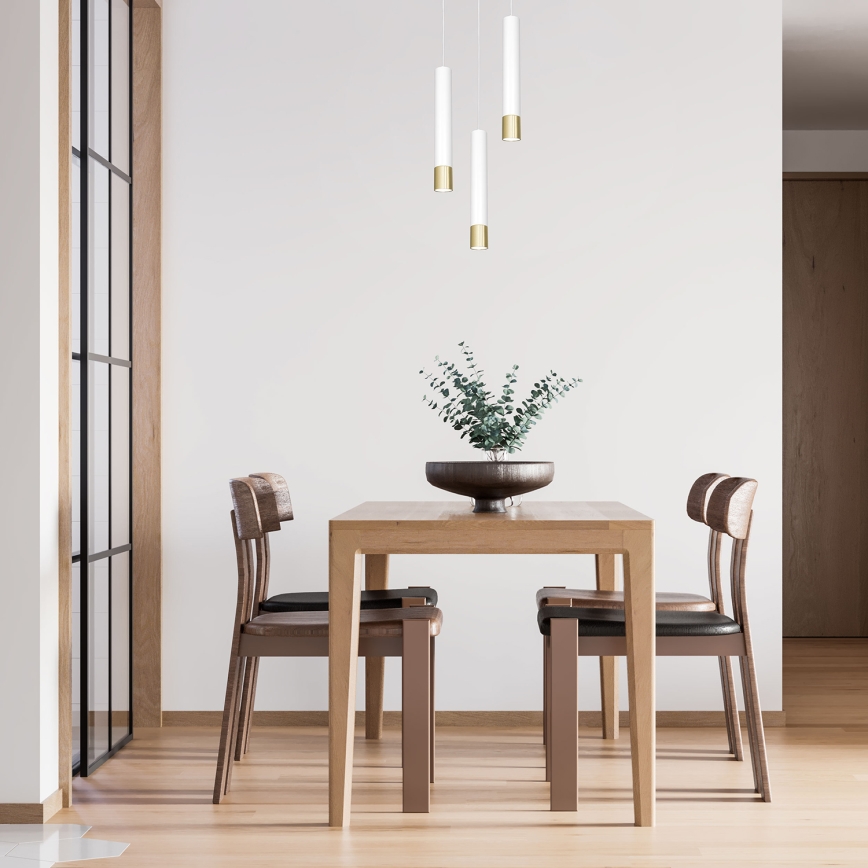 Żyrandol na lince NEST 3xGU10/8W/230V biały/złoty okrągły
