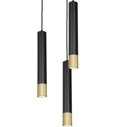 Żyrandol na lince NEST 3xGU10/8W/230V czarny/złoty okrągły