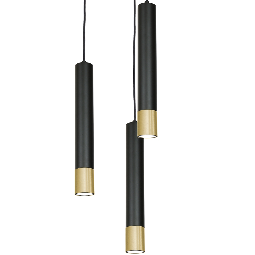 Żyrandol na lince NEST 3xGU10/8W/230V czarny/złoty okrągły