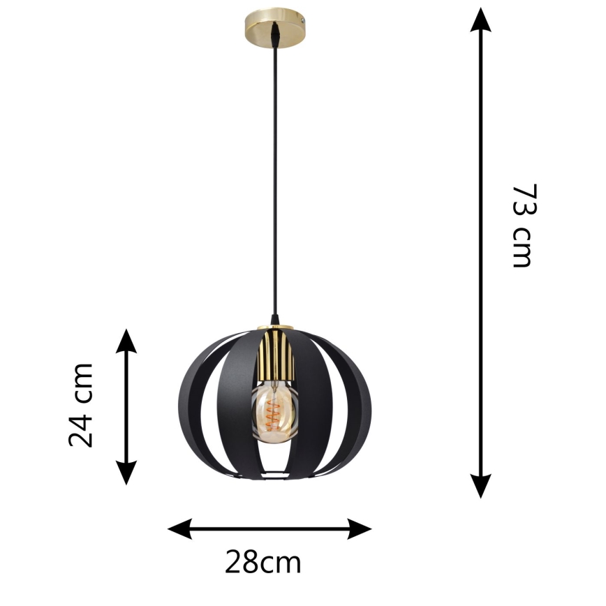 Żyrandol na lince NEWTON 1xE27/15W/230V czarny/złoty