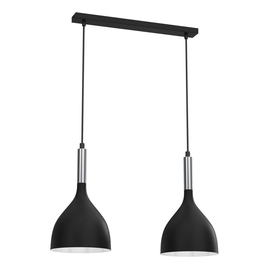 Żyrandol na lince NOAK 2xE27/15W/230V czarny/chrom błyszczący