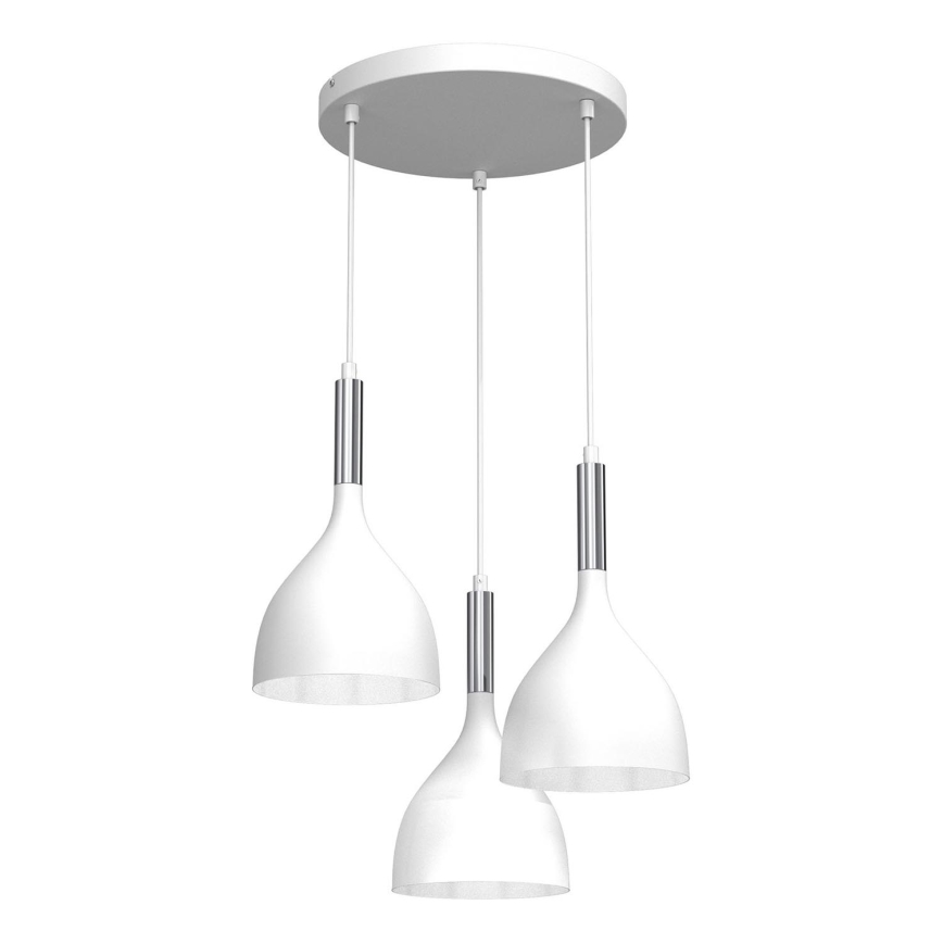 Żyrandol na lince NOAK 3xE27/15W/230V biały/chrom błyszczący