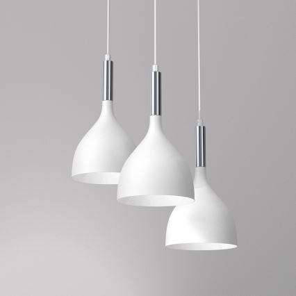Żyrandol na lince NOAK 3xE27/15W/230V biały/chrom błyszczący