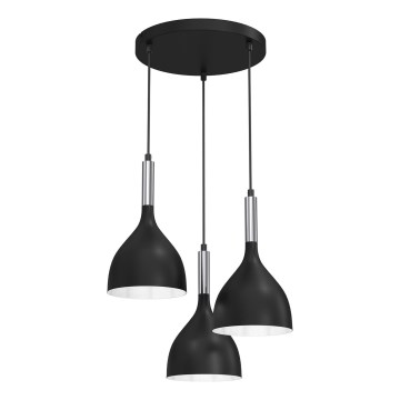 Żyrandol na lince NOAK 3xE27/15W/230V czarny/chrom błyszczący
