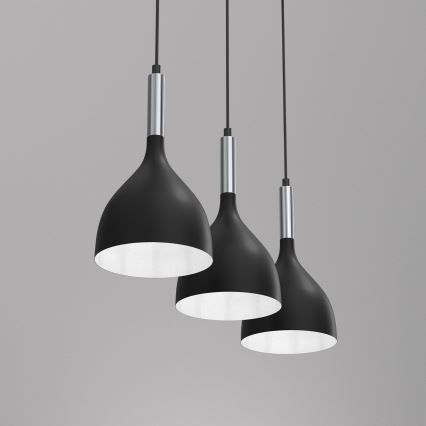 Żyrandol na lince NOAK 3xE27/15W/230V czarny/chrom błyszczący