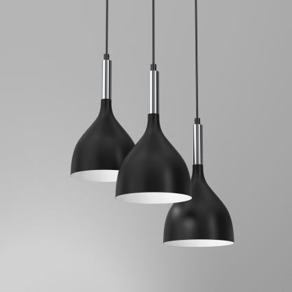 Żyrandol na lince NOAK 3xE27/15W/230V czarny/chrom błyszczący
