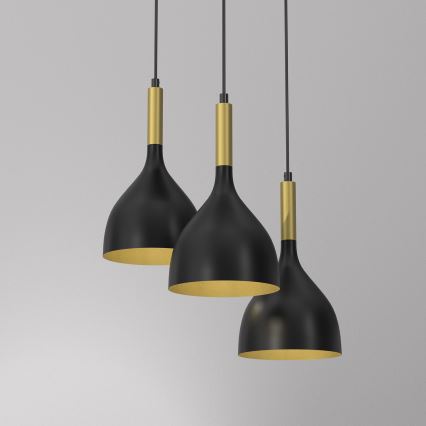 Żyrandol na lince NOAK 3xE27/15W/230V czarny/złoty