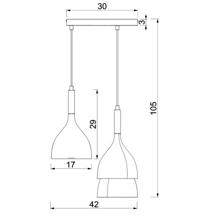 Żyrandol na lince NOAK 3xE27/15W/230V mosiądz/złoty