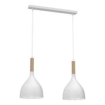 Żyrandol na lince NOAK WOOD 2xE27/15W/230V biały/buk