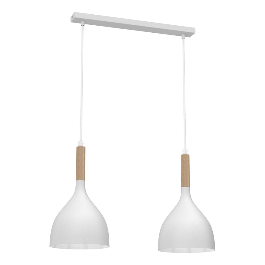Żyrandol na lince NOAK WOOD 2xE27/15W/230V biały/buk