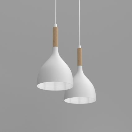 Żyrandol na lince NOAK WOOD 2xE27/15W/230V biały/buk