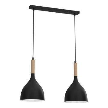 Żyrandol na lince NOAK WOOD 2xE27/15W/230V czarny/buk