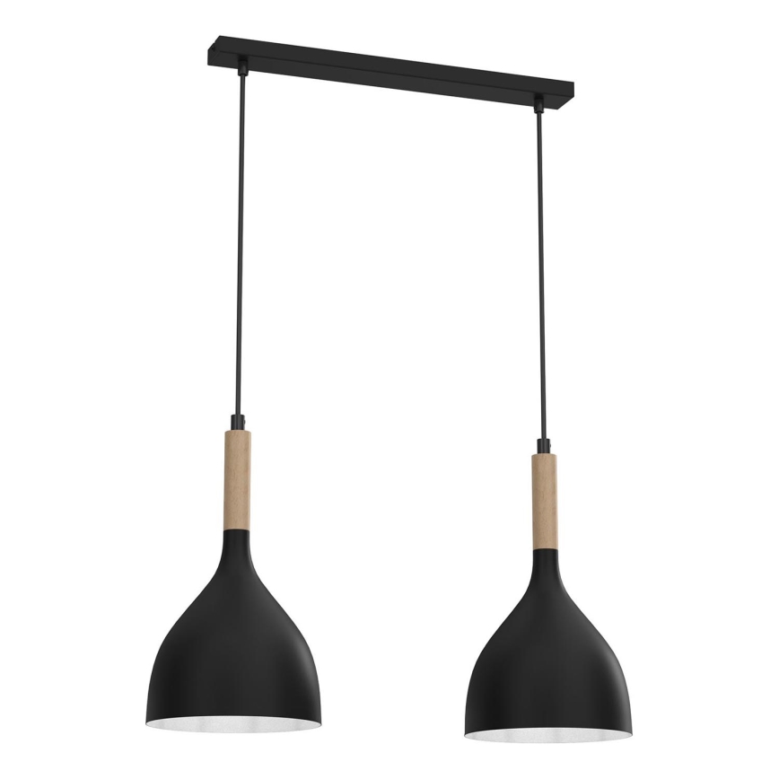 Żyrandol na lince NOAK WOOD 2xE27/15W/230V czarny/buk