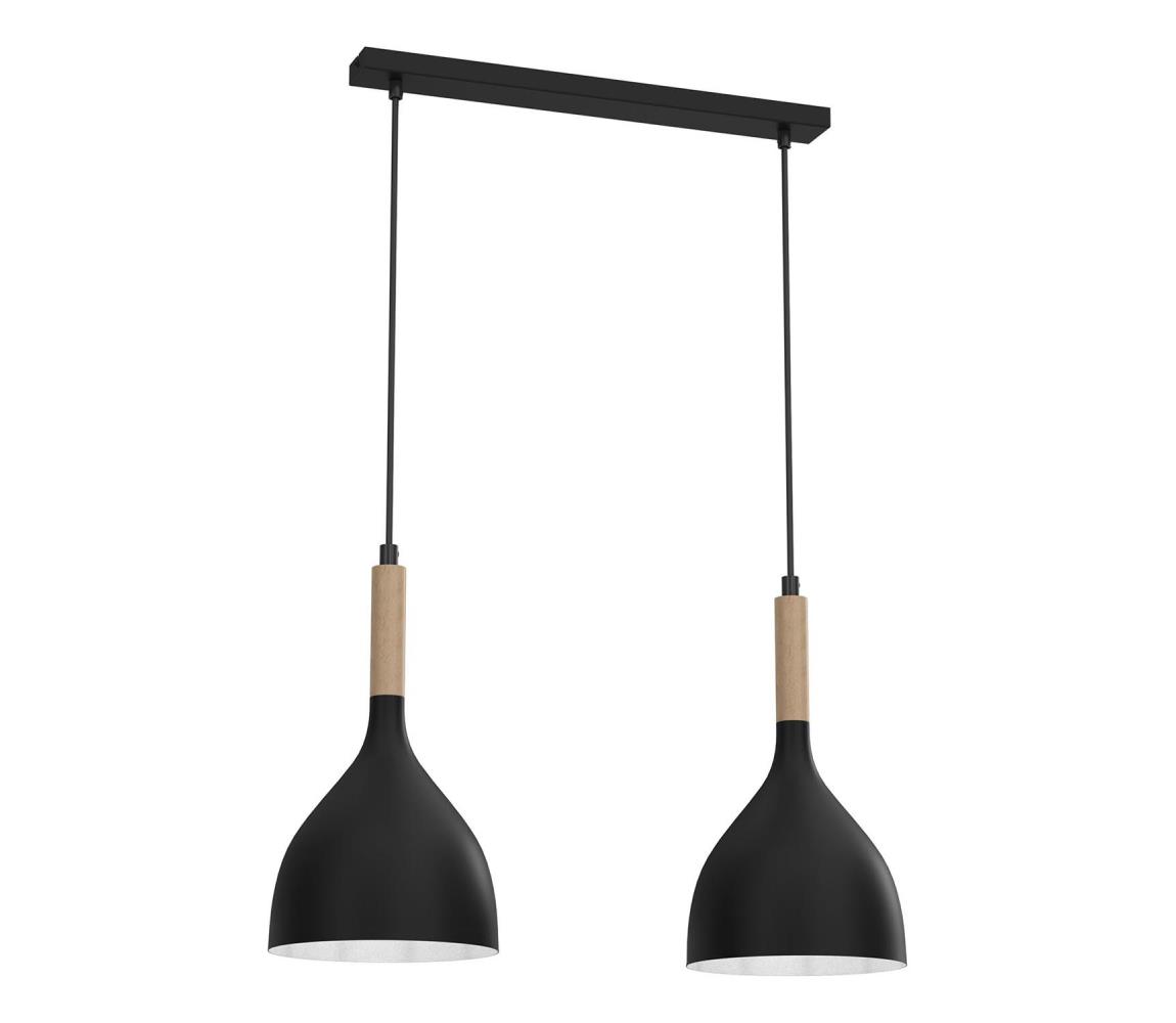 Żyrandol na lince NOAK WOOD 2xE27/15W/230V czarny/buk