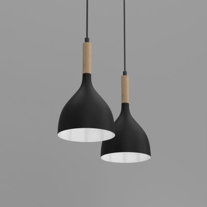Żyrandol na lince NOAK WOOD 2xE27/15W/230V czarny/buk