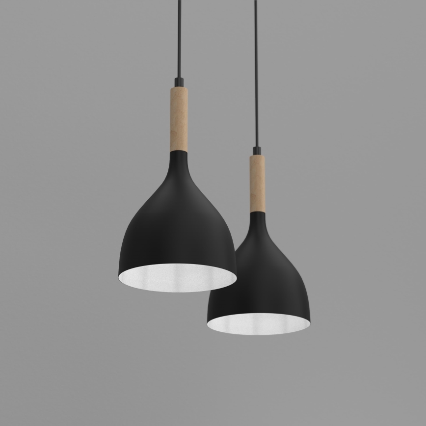 Żyrandol na lince NOAK WOOD 2xE27/15W/230V czarny/buk