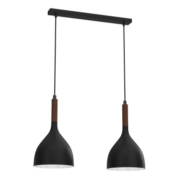 Żyrandol na lince NOAK WOOD 2xE27/15W/230V czarny/buk