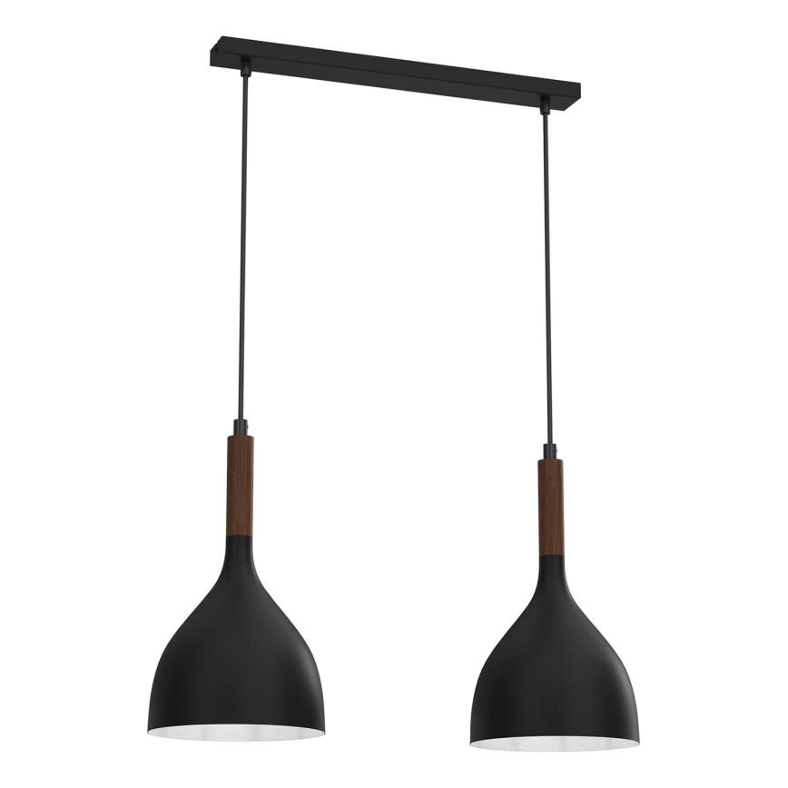 Żyrandol na lince NOAK WOOD 2xE27/15W/230V czarny/buk