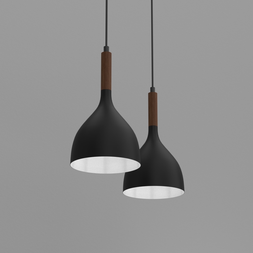 Żyrandol na lince NOAK WOOD 2xE27/15W/230V czarny/buk