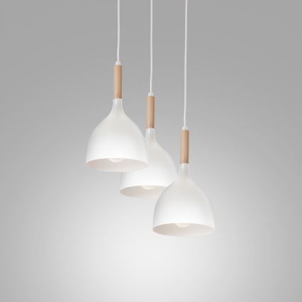 Żyrandol na lince NOAK WOOD 3xE27/15W/230V biały/buk