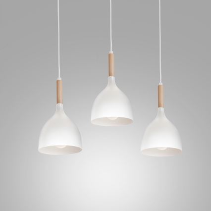 Żyrandol na lince NOAK WOOD 3xE27/15W/230V biały/buk