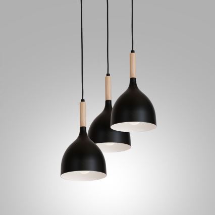 Żyrandol na lince NOAK WOOD 3xE27/15W/230V czarny/buk