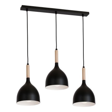 Żyrandol na lince NOAK WOOD 3xE27/15W/230V czarny/buk