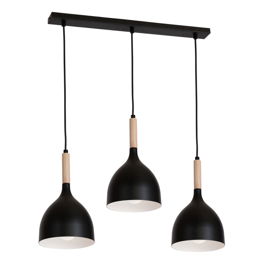 Żyrandol na lince NOAK WOOD 3xE27/15W/230V czarny/buk