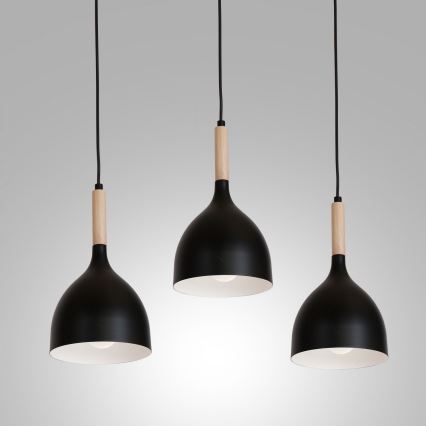 Żyrandol na lince NOAK WOOD 3xE27/15W/230V czarny/buk