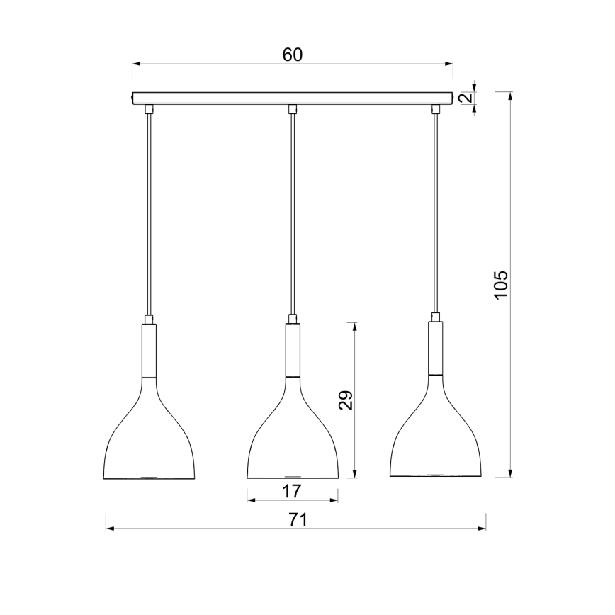 Żyrandol na lince NOAK WOOD 3xE27/15W/230V czarny/buk