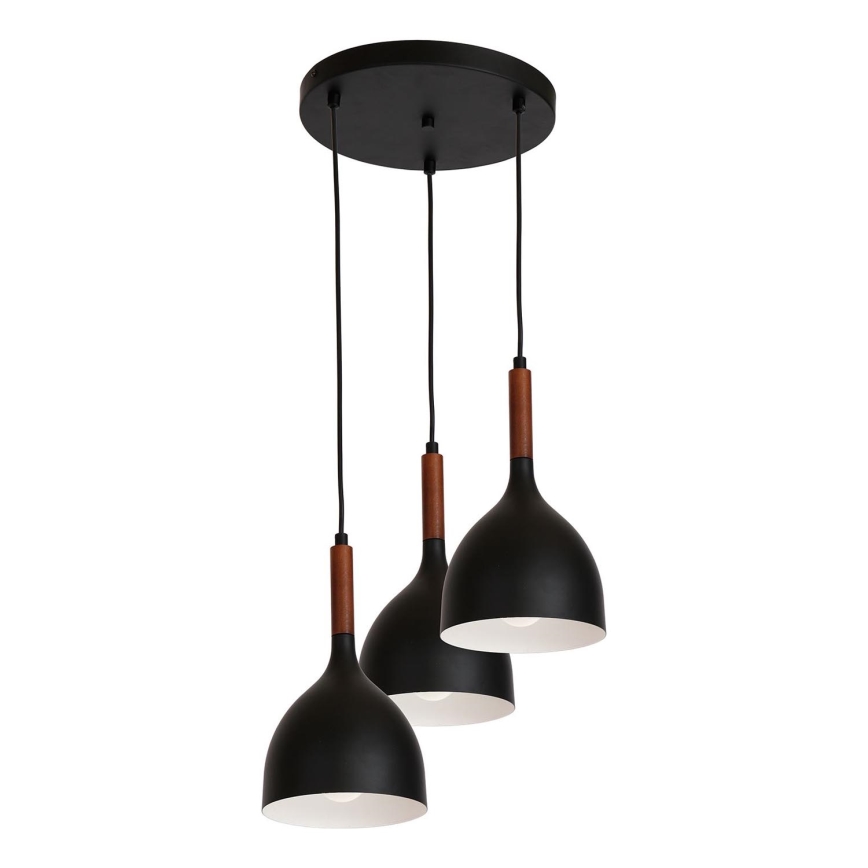 Żyrandol na lince NOAK WOOD 3xE27/15W/230V czarny/buk