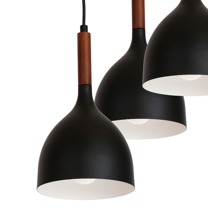 Żyrandol na lince NOAK WOOD 3xE27/15W/230V czarny/buk