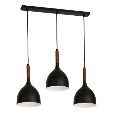 Żyrandol na lince NOAK WOOD 3xE27/15W/230V czarny/buk