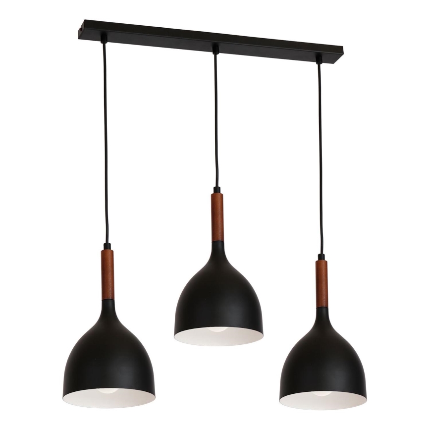 Żyrandol na lince NOAK WOOD 3xE27/15W/230V czarny/buk