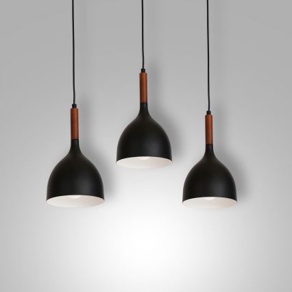 Żyrandol na lince NOAK WOOD 3xE27/15W/230V czarny/buk