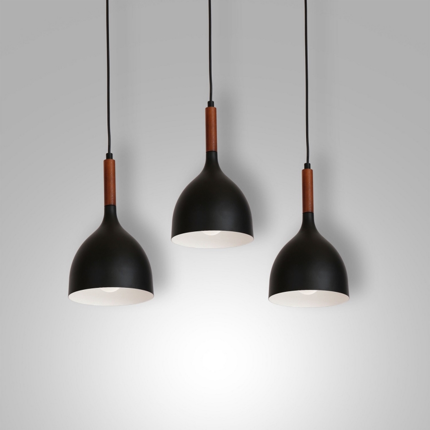 Żyrandol na lince NOAK WOOD 3xE27/15W/230V czarny/buk