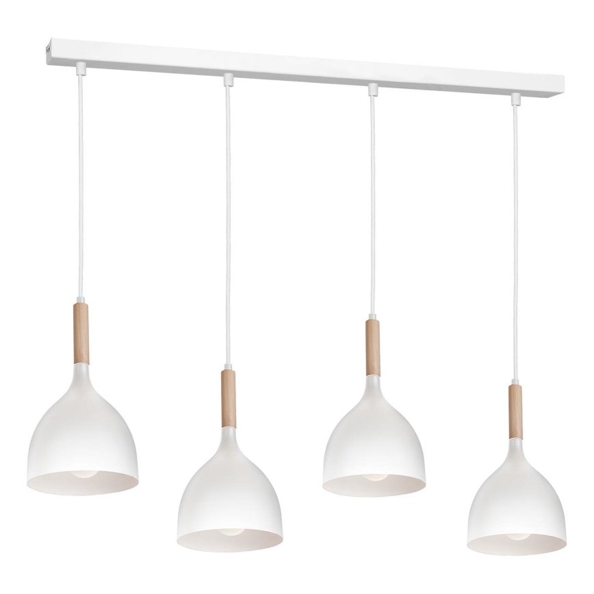 Żyrandol na lince NOAK WOOD 4xE27/15W/230V biały/buk