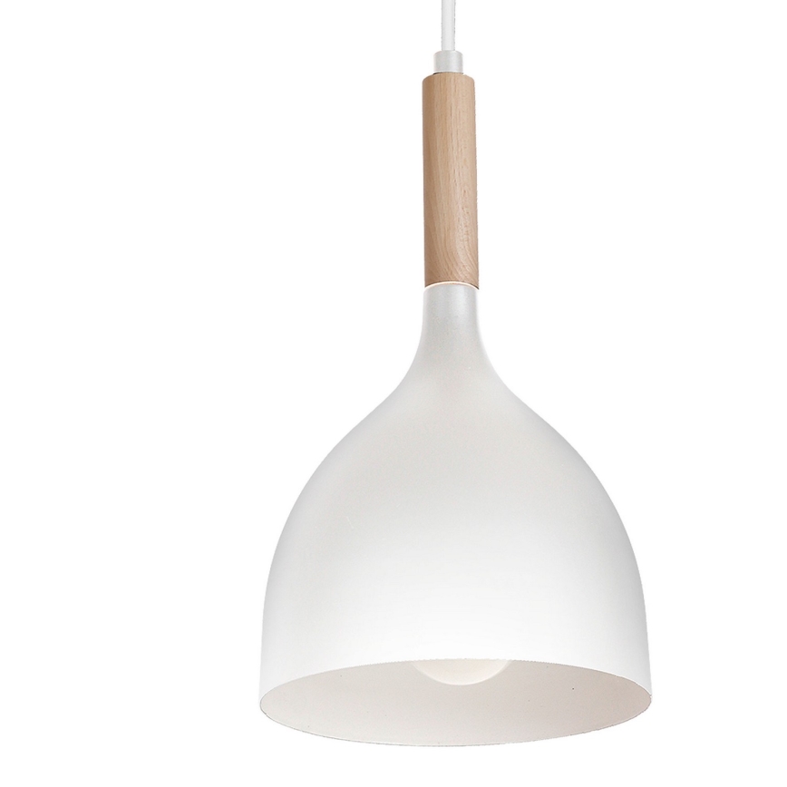 Żyrandol na lince NOAK WOOD 4xE27/15W/230V biały/buk