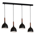 Żyrandol na lince NOAK WOOD 4xE27/15W/230V czarny/buk