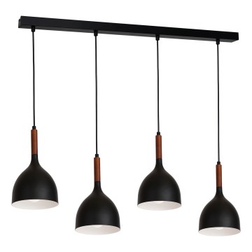 Żyrandol na lince NOAK WOOD 4xE27/15W/230V czarny/buk