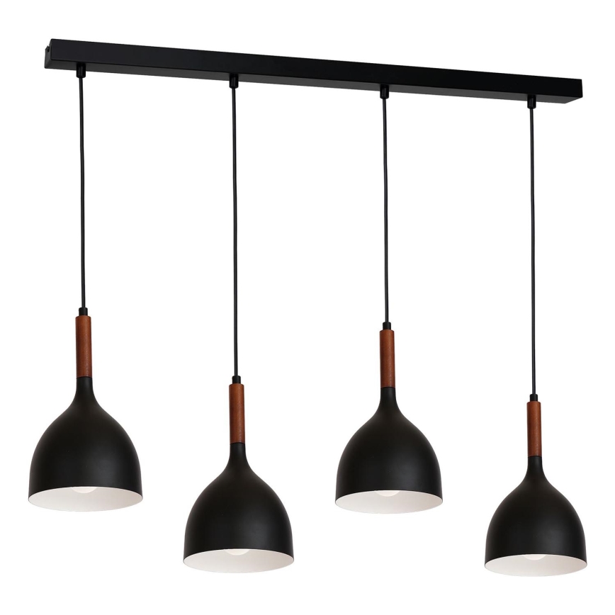 Żyrandol na lince NOAK WOOD 4xE27/15W/230V czarny/buk