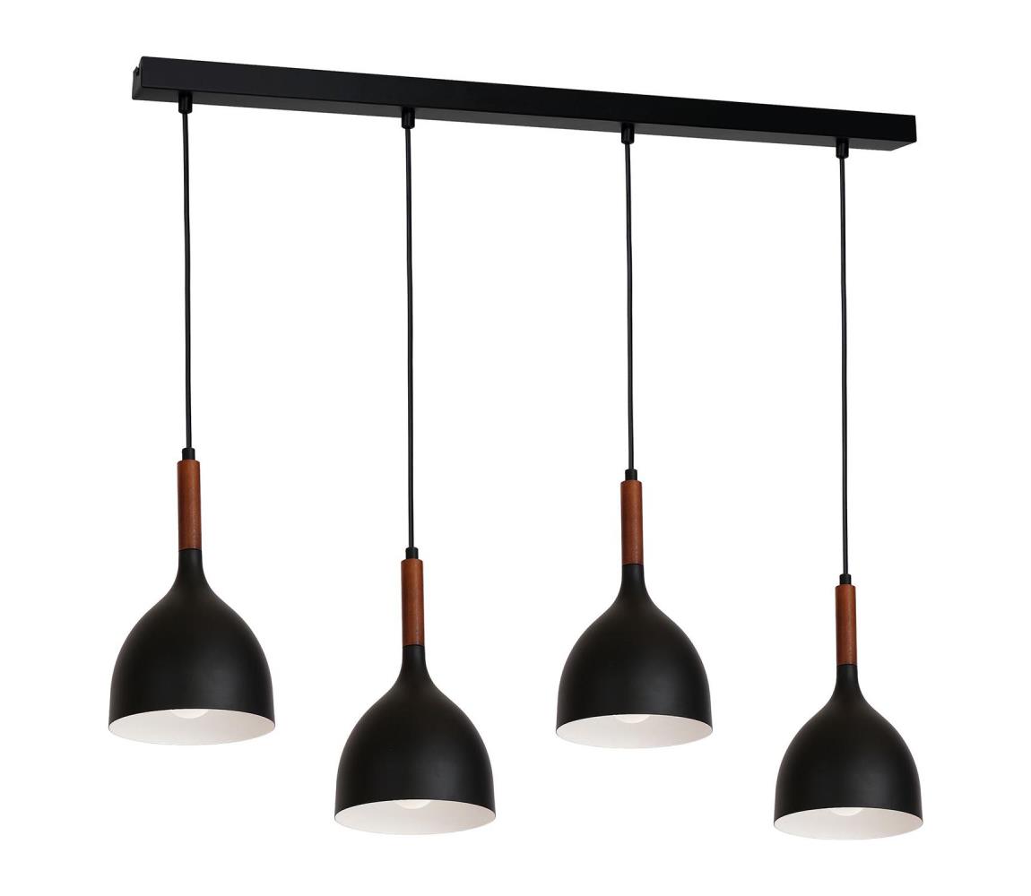 Żyrandol na lince NOAK WOOD 4xE27/15W/230V czarny/buk